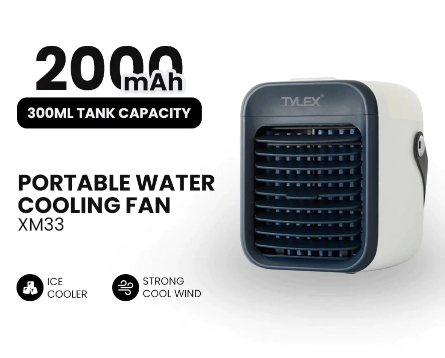 TYLEX XM33 Portable Water Air Cooling Fan Multi-Function 3 Speed Mode